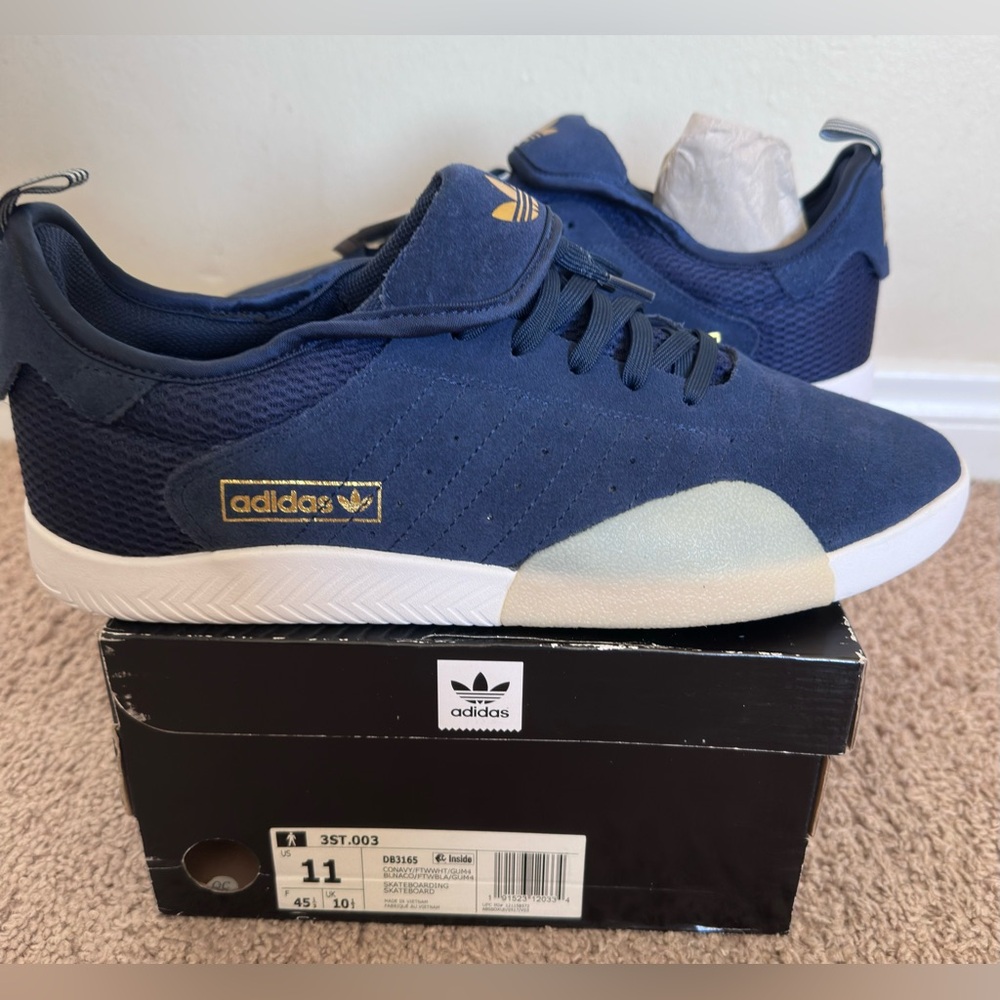 VINTAGE ADIDAS SKATEBOARDING 3ST 003 NAVY/WHITE DB3165 NEW SIZE 11